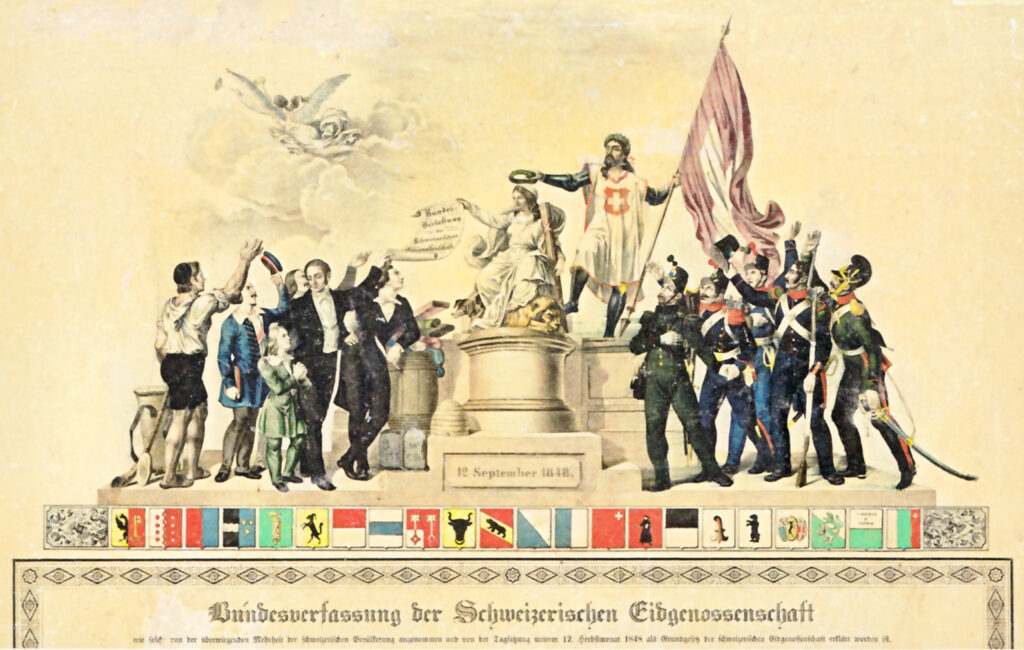 Un'allegoria dell'approvazione della Costituzione Federale della Confederazione Svizzera del 12 settembre 1848