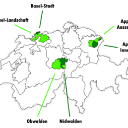 Obvaldo, Nidvaldo, Appenzello Esterno, Appenzello Interno, Basilea Città e Basilea Campagna, ex Semicantoni della Svizzera (Fonte: SchweizSicht)