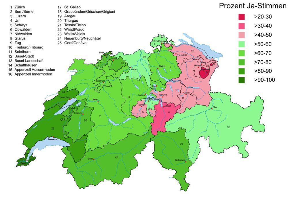 L'esito della votazione federale del 7 febbraio 1971