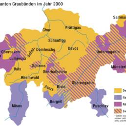 La diffusione della lingua romancia nei Grigioni