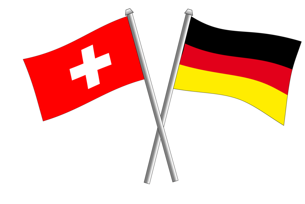 Le bandiere della Confederazione Svizzera e della Repubblica Federale Tedesca