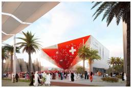 Il Padiglione Svizzero all'Expo di Dubai - rendering della vista frontale