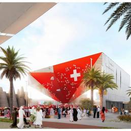 Il Padiglione Svizzero all'Expo di Dubai - rendering della vista frontale