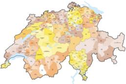 Mappa dei Distretti svizzeri nel 2020