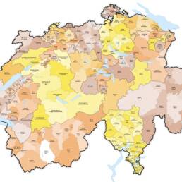 Mappa dei Distretti svizzeri nel 2020