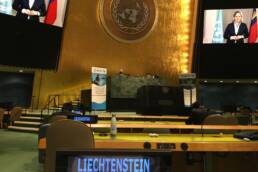 La Ministra degli Esteri del Liechtenstein, Katrin Eggenberger, all'ONU a New York