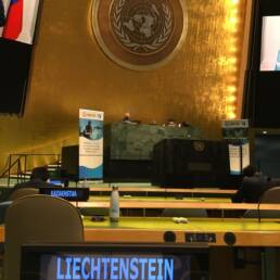 La Ministra degli Esteri del Liechtenstein, Katrin Eggenberger, all'ONU a New York