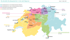 La mappa dei Centri Federali d'Asilo in Svizzera (in lingua tedesca)