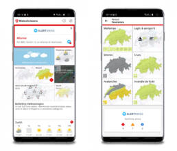 La presenza dei contenuti di alertswiss sulla App di MeteoSwiss