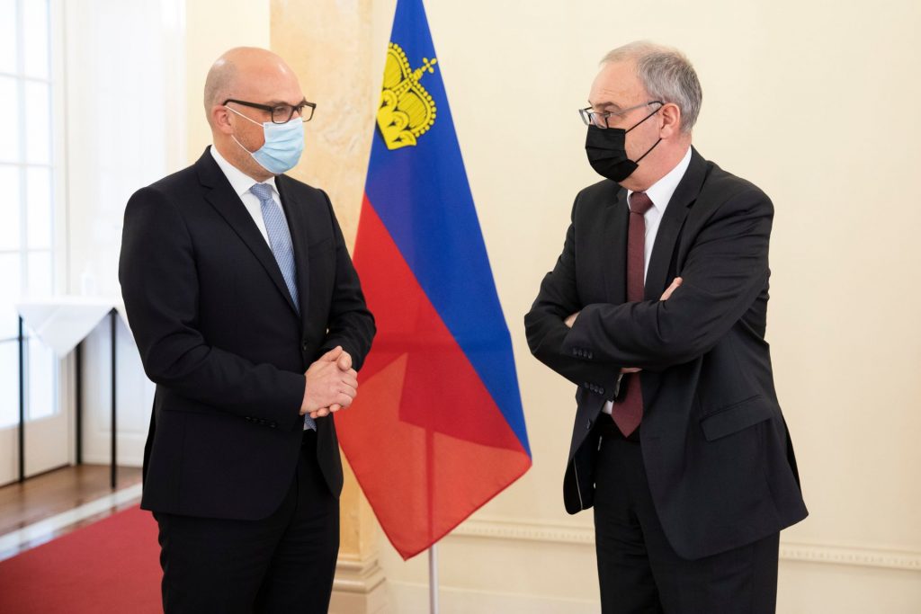 Daniel Risch, Premier del Liechtenstein, con il Presidente della Confederazione Svizzera, Guy Parmelin