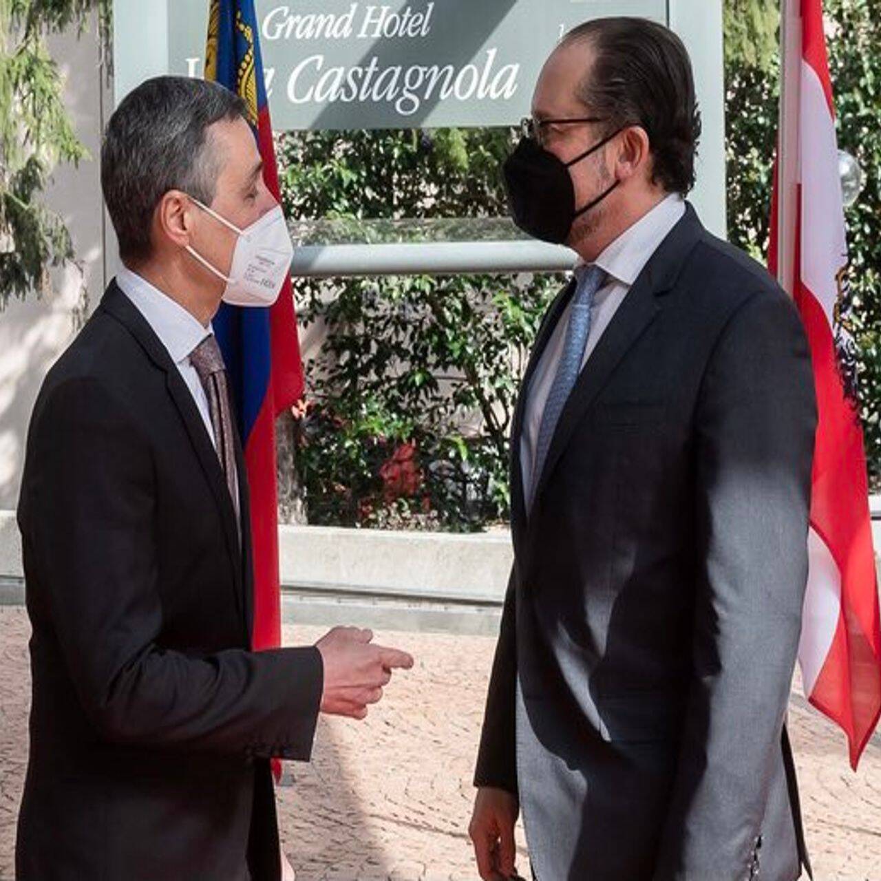 Ignazio Cassis, Consigliere Federale, con Alexander Schallenberg, Ministro degli Esteri dell'Austria