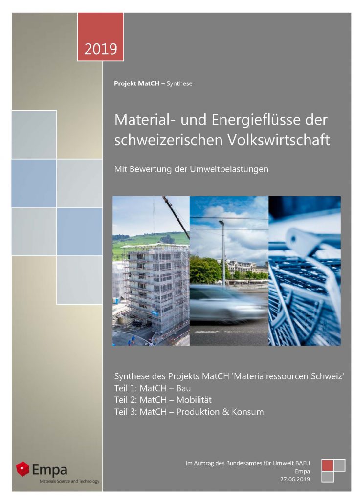 La copertina del rapporto 'Risorse materiali ed energetiche e relativi impatti ambientali in Svizzera'