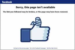 La nota schermata di Facebook che indica una pagina censurata dall'algoritmo