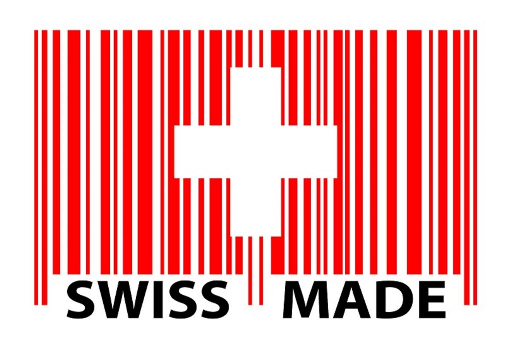 Un codice a barre del marchio 'Swiss made'