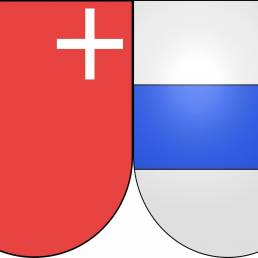 Gli scudetti affiancati dei Cantoni svizzeri di Svitto e di Zugo