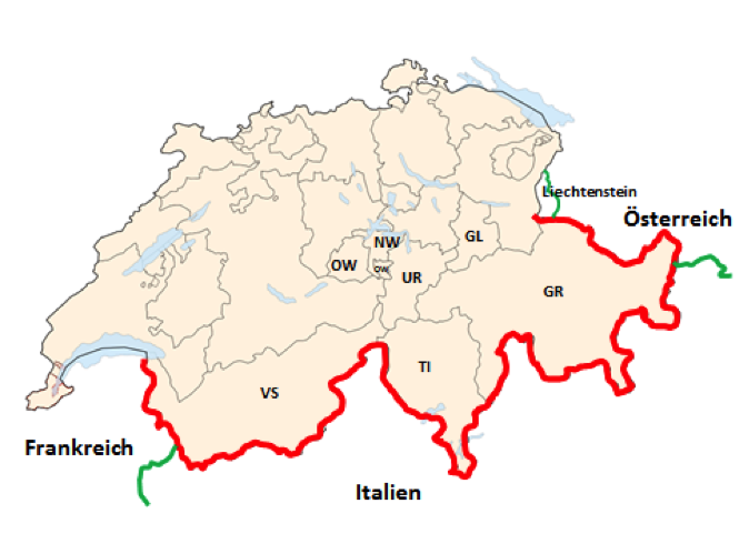 Alcuni dei Cantoni alpini della Svizzera e la loro politica estera