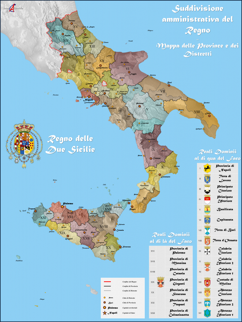 L'originale suddivisione amministrativa del Regno delle Due Sicile