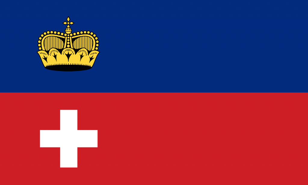 Una simpatica e inventata crasi fra le bandiere liechtensteinese e svizzera