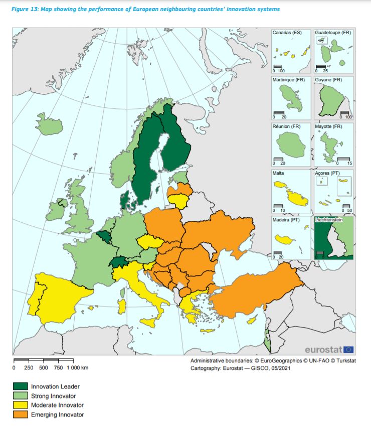 La capacità di innovazione per Stati dello “European Innovation Scoreboard" 2021