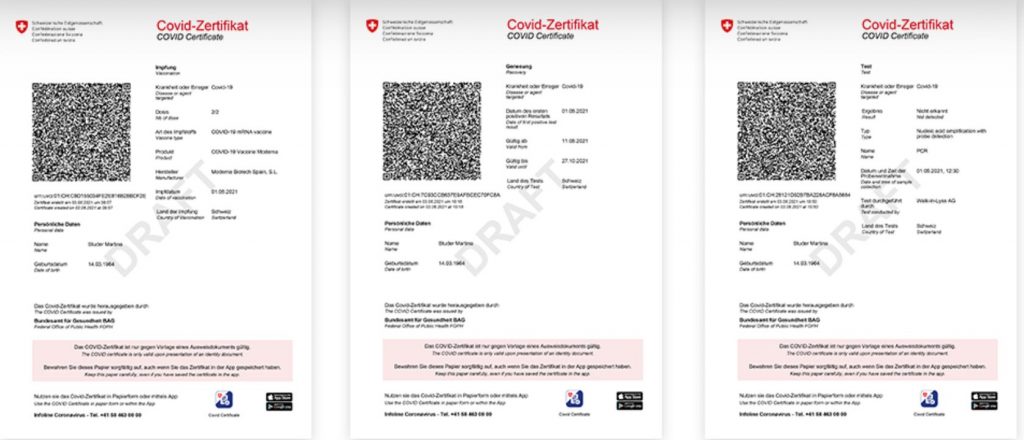 Bozza del certificato vaccinale COVID19 cartaceo (in lingua tedesca)