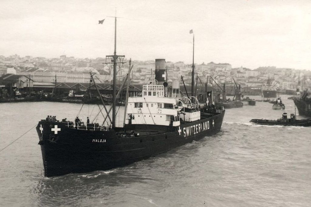 La nave svizzera "Calanda" in partenza da Lisbona per l'Africa nel settembre 1942 (Foto: Stiftung Swiss Ships)