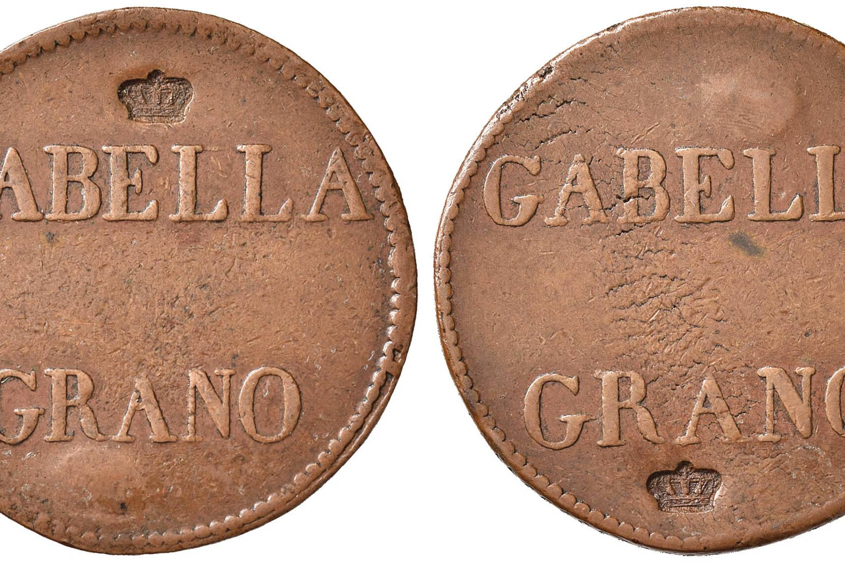 Tessere della Gabella del grano con contromarca a forma di corona