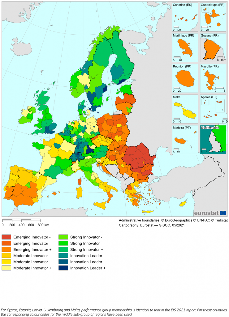 La capacità di innovazione per Regioni dello “European Innovation Scoreboard" 2021