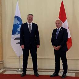 Il Consigliere Federale Ueli Maurer con Mathias Cormann, neo Segretario dell'Organizzazione per la Cooperazione e lo Sviluppo Economico