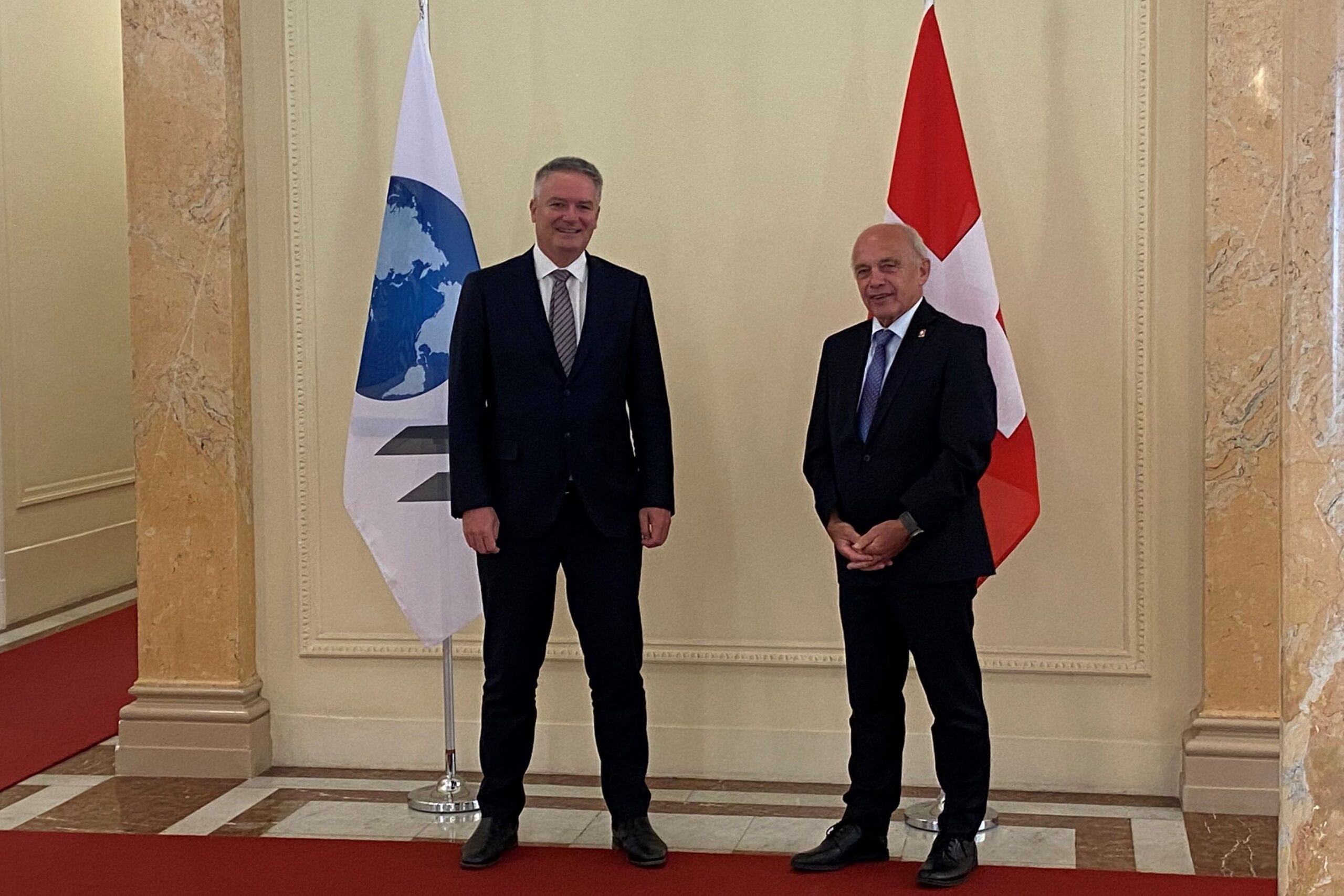 Il Consigliere Federale Ueli Maurer con Mathias Cormann, neo Segretario dell'Organizzazione per la Cooperazione e lo Sviluppo Economico
