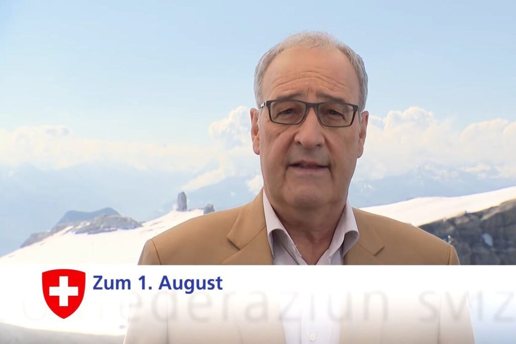 Guy Parmelin, sul massiccio di massiccio di Les Diablerets, in occasione dell'allocuzione del primo agosto 2021