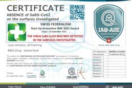 Start Up Innovative SME 2021 Award - Certificate Absence COVID