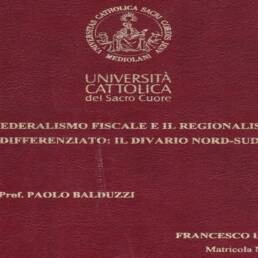 La copertina della tesi di laurea 