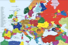 Una mappa dei territori europei interessati da movimenti indipendentisti