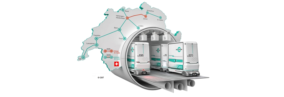 Cargo sous terrain (CST) unterirdischen Logistiksystems in der Schweiz @ CST 