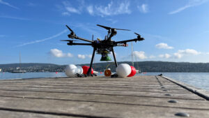 The MEDUSA drone at lake Zurich is ready for her test flight. Image Empa