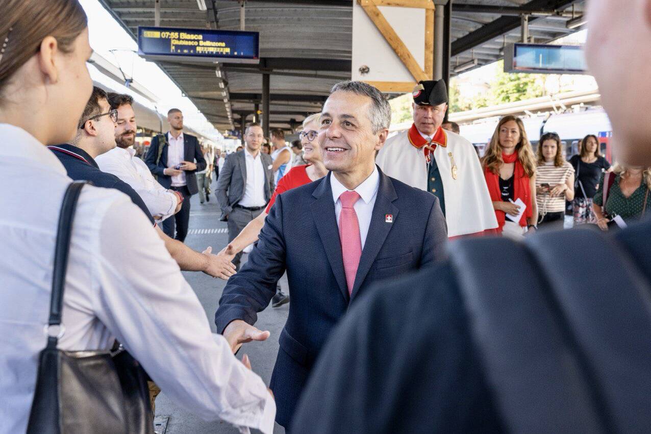 Il Presidente della Confederazione Ignazio Cassis in partenza da Lugano per il suo 