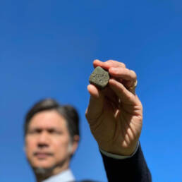 Davide Zampini, CEMEX Head of Global R&D holding the world’s first solar clinker. Source CEMEX