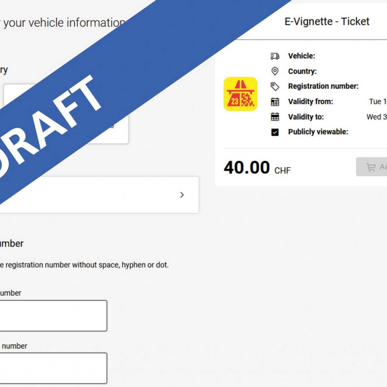 Bozza di schermata Webshop Image by Ufficio federale della dogana e della sicurezza dei confini UDSC