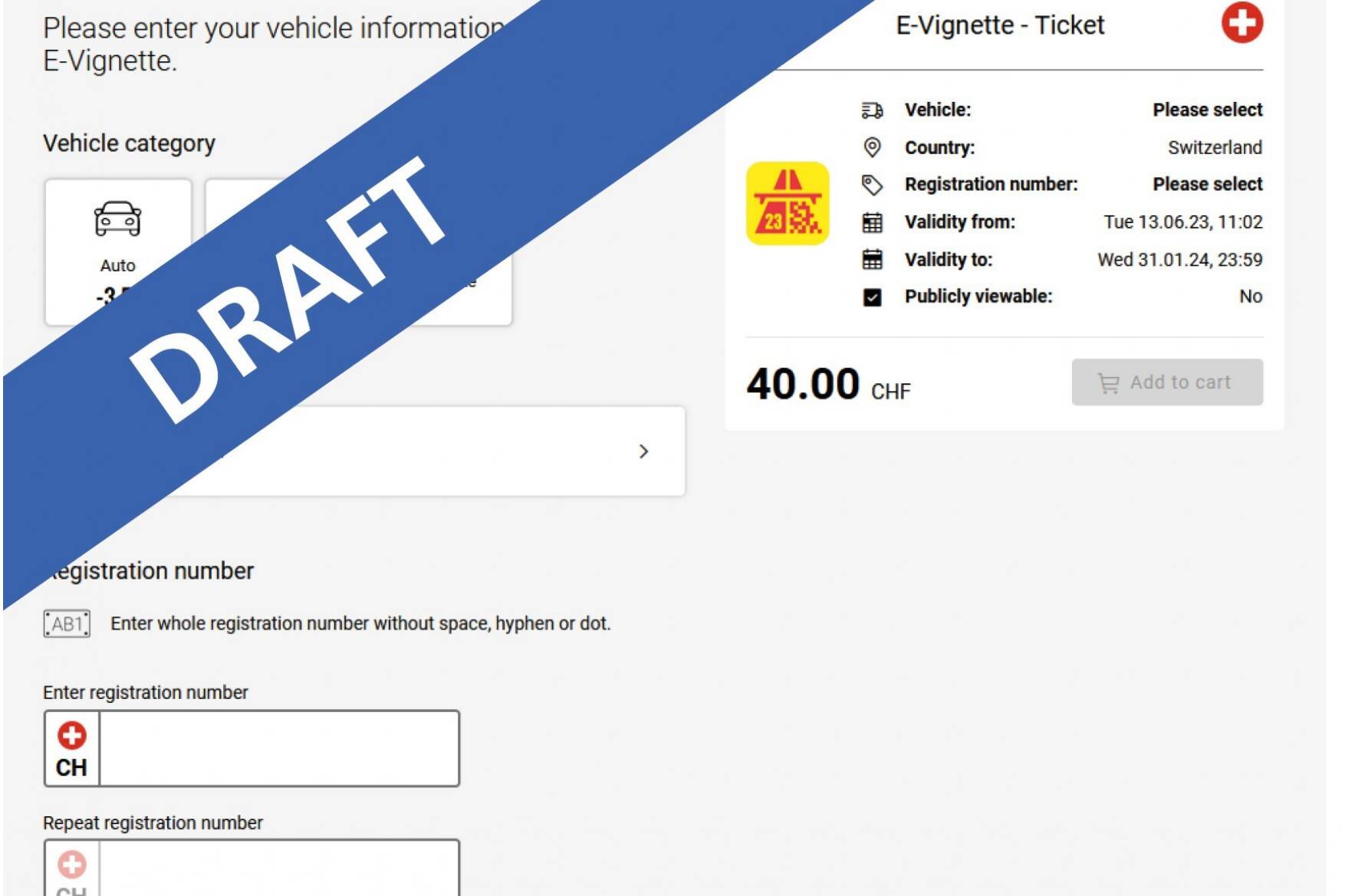 Bozza di schermata Webshop Image by Ufficio federale della dogana e della sicurezza dei confini UDSC