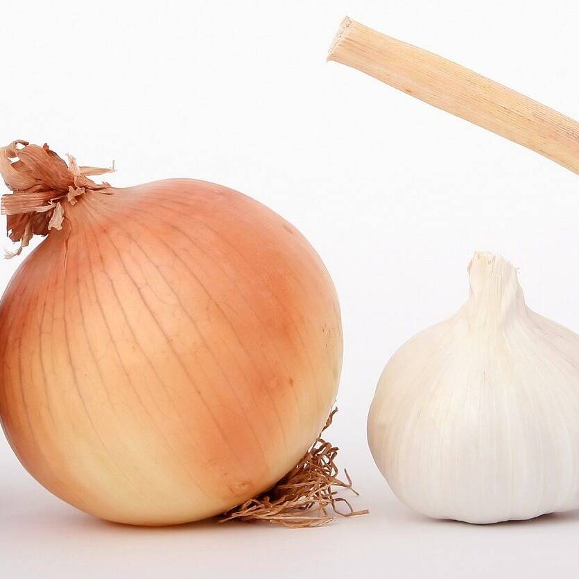 Onions and garlics Image by Robert Owen-Wahl from Pixabay