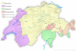 Swiss_languages Image by FileSwiss languages 1.png - Kokiri at en.wikipedia, CC BY-SA 3.0, via Wikimedia Commons