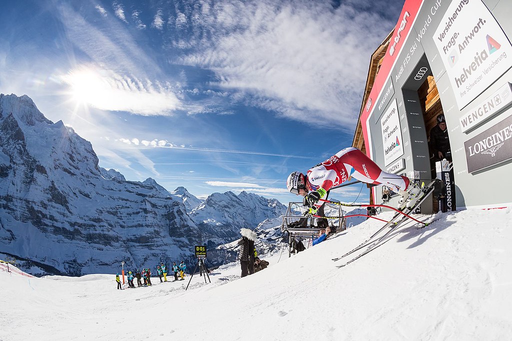 Beat Feuz at the start house of the Lauberhorn downhill 2019 in Wengen, Bern, Switzerland Image by Verein Internationale Lauberhornrennen Wengen, CC BY-SA 4.0, via Wikimedia Commons