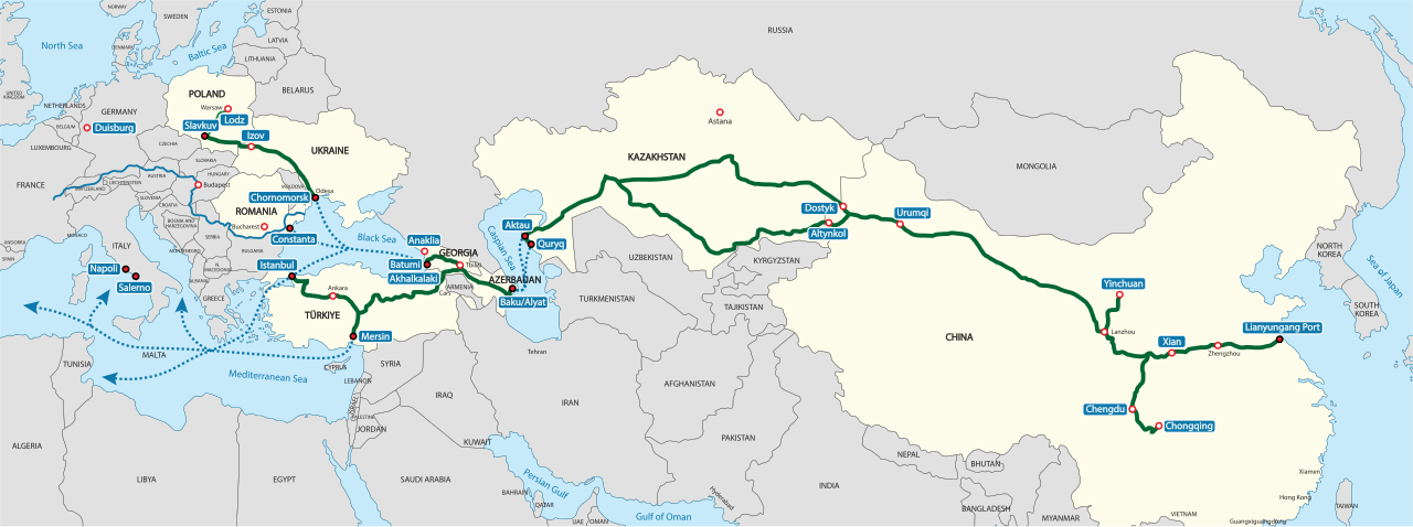 Middle Corridor Route Image by Tanvir Anjum Adib, CC BY-SA 4.0, via Wikimedia Commons
