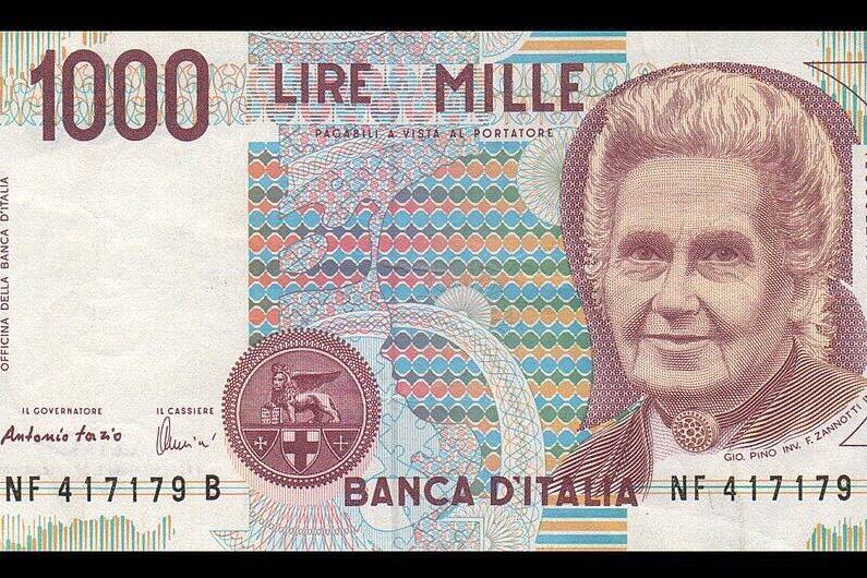 1000 Lire Maria_Montessori Image by scan by F l a n k e r, CC BY-SA 3.0, via Wikimedia Commons
