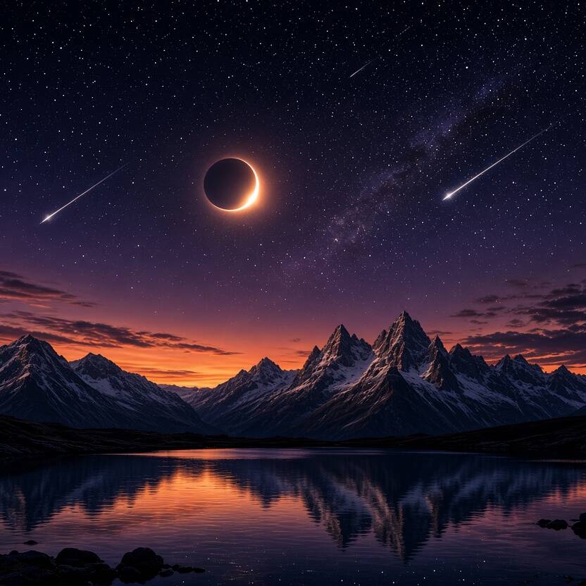 Solar Eclipse and Perseid Meteor Shower Image by Grok